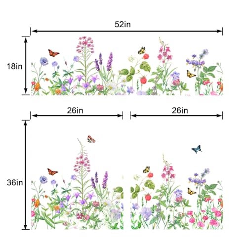 TQFZP Spring Summer Flowers Butterfly Kitchen Curtains Short and Valance Set Watercolor Wildflowers Floral Fabric Curtain Drapes Cafe Curtains Valance for Home Decor - Image 2