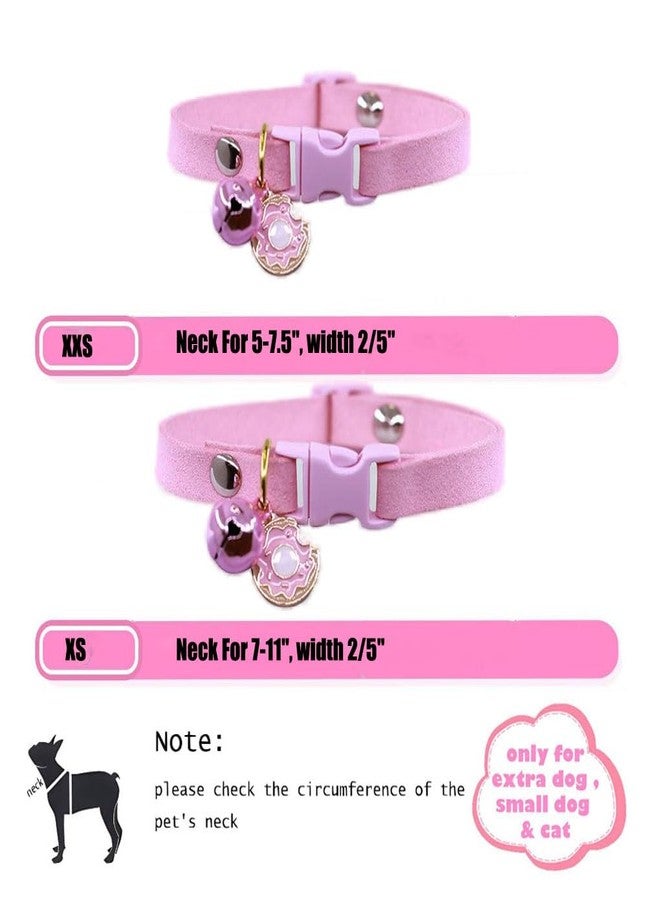 WeimoMonkey Pink Puppy Collar with Bell, XXS Dog Collar Girls, Cute Cat Collars with Bell for XXS Xs Small Tiny Female Dogs Pet Kitten Animal, XXSmall - Image 2