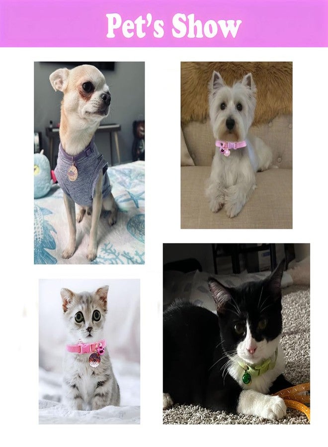 WeimoMonkey Pink Puppy Collar with Bell, XXS Dog Collar Girls, Cute Cat Collars with Bell for XXS Xs Small Tiny Female Dogs Pet Kitten Animal, XXSmall - Image 3