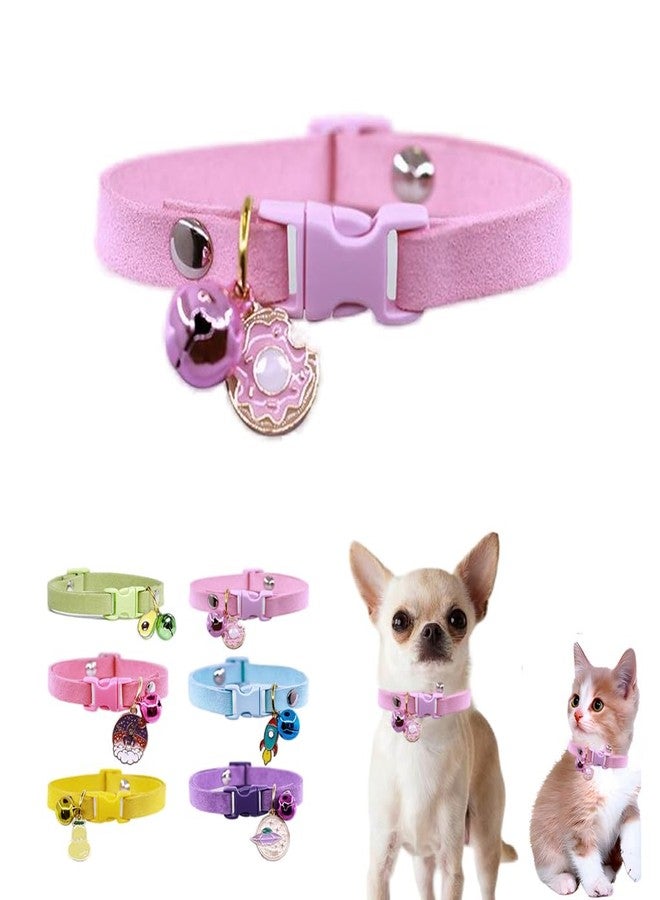 WeimoMonkey Pink Puppy Collar with Bell, XXS Dog Collar Girls, Cute Cat Collars with Bell for XXS Xs Small Tiny Female Dogs Pet Kitten Animal, XXSmall - Image 1