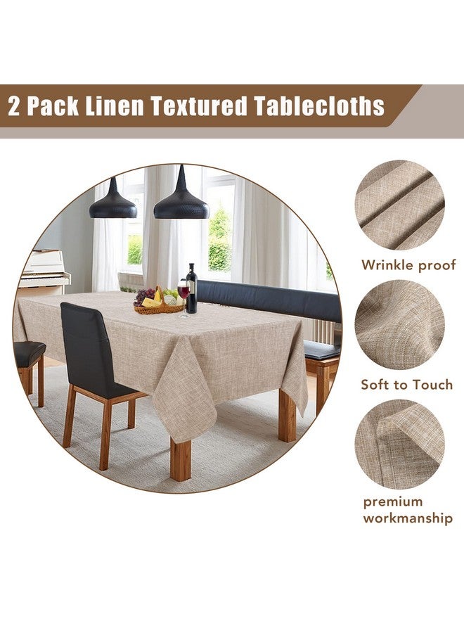 Fitable Nature Faux Linen Tablecloths Rectangle 60 x 84 Inch - 2 Pack Neutral Table Clothes for 4-6 Foot Tables, Wrinkle-Proof Faux Burlap Table Cover for Dining, Farmhouse, Outdoor Picnic, Camping - Image 4