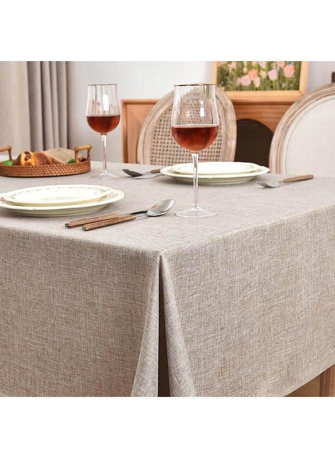 Fitable Nature Faux Linen Tablecloths Rectangle 60 x 84 Inch - 2 Pack Neutral Table Clothes for 4-6 Foot Tables, Wrinkle-Proof Faux Burlap Table Cover for Dining, Farmhouse, Outdoor Picnic, Camping - Image 2