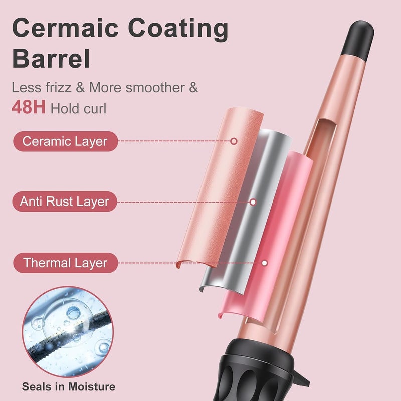 YOOJ ® Tapered Curling Wand Iron 0.5 to 1 Inch, Ceramic Hair Curler Wand with Tourmaline Ceramic Long Barrel and Heat-Resistant Glove, Dual Voltage, Hair Curler for Long, Short, and Medium Hair - Image 4