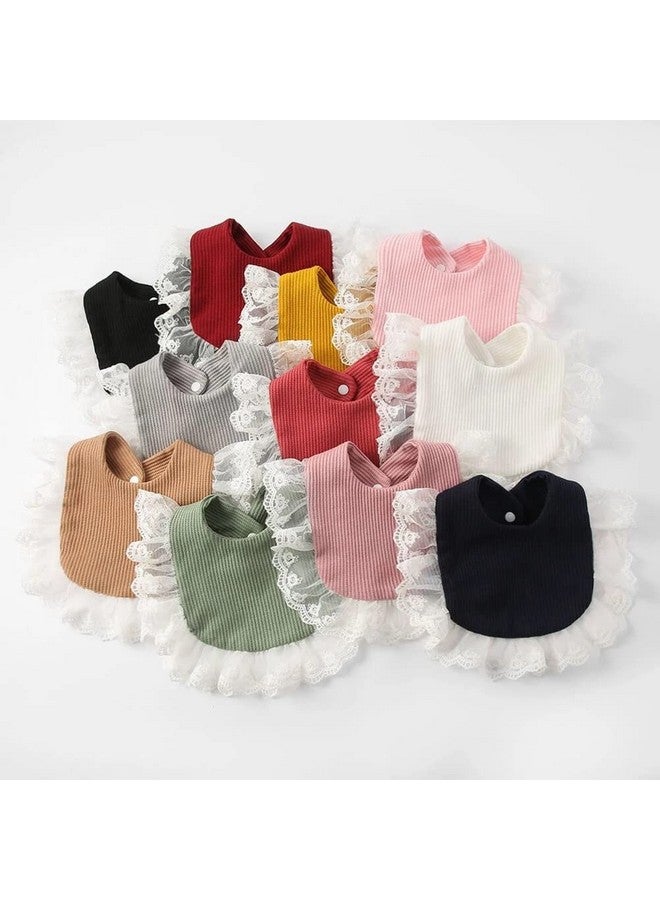 Surakey Baby Muslin Bandana Drool Lace Bibs Adjustable Bibs, Teething And Drooling Bibs Saliva Towel Clean Bibs For Newborn - White - Image 2
