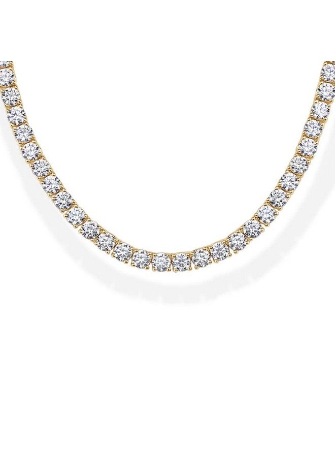 بافوا قلادة تنس من بافوي مطلية بالذهب الأصفر عيار 14 قيراطًا مرصعة بالألماس الاصطناعي بسمك 3 مم للنساء | قلادة طويلة سميكة | مقاس 15 بوصة - Image 2