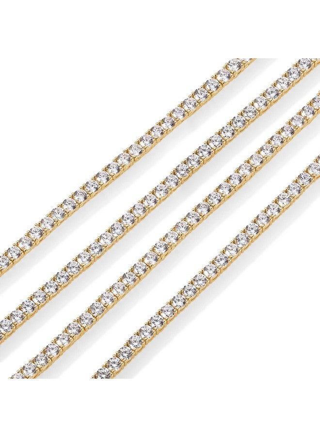 بافوا قلادة تنس من بافوي مطلية بالذهب الأصفر عيار 14 قيراطًا مرصعة بالألماس الاصطناعي بسمك 3 مم للنساء | قلادة طويلة سميكة | مقاس 15 بوصة - Image 4