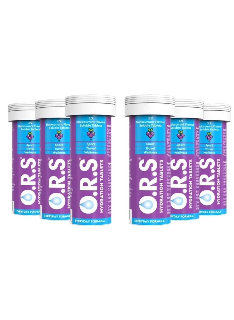 O.R.S Ors Hydration Tablets With Electrolytes Vegan Black Currant Flavor 12 Count Pack Of 6 - Image 1
