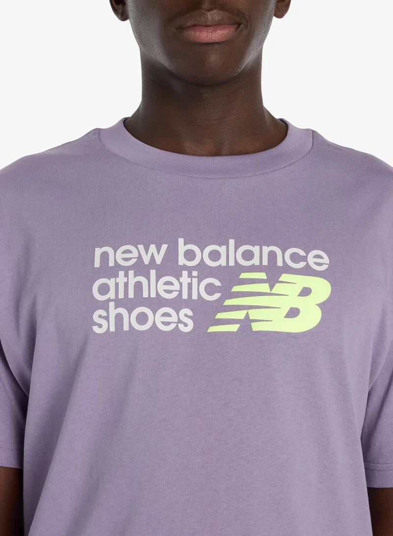 New Balance CANDIED VIOLET (AA5) Athletics Relaxed Premium Chest Logo T-Shirt for Men | Best Price UAE