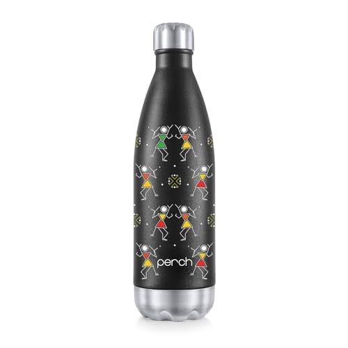 Perch Retro Hot & Cold Stainless Steel Water Bottle 980ml|Triple-Layer Vacuum Insulated 3D Printed Bottle|ISI Certified, Leakproof & BPA-Free Flask|Ideal Gift for Men, Women & Parents|Warli Art - Image 1