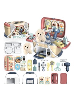 Pet Care Playset, 23pcs Kids' Dress Up and Pretend Play Veterinary Kit with Pet Case for Treatment and Grooming, Vet Toys for Kids, Fun Birthday for Kids Girls Aged 3-8 Year Old