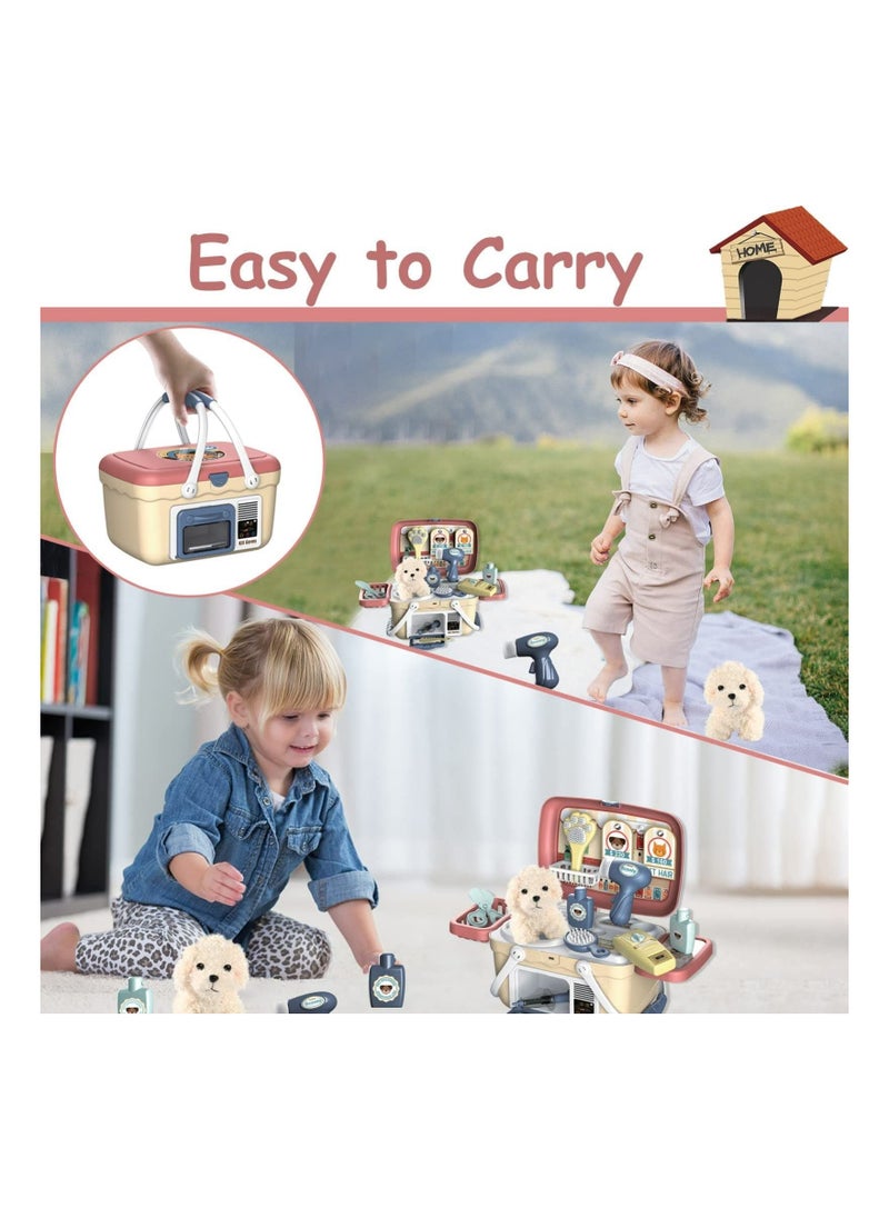 Arabest - Pet Care Playset, 23pcs Kids' Dress Up and Pretend Play Veterinary Kit with Pet Case for Treatment and Grooming, Vet Toys for Kids, Fun Birthday for Kids Girls Aged 3-8 Year Old - Image 1