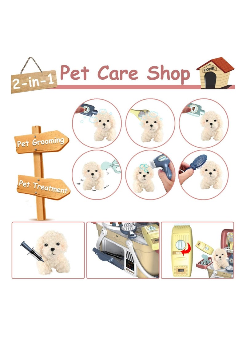 Arabest - Pet Care Playset, 23pcs Kids' Dress Up and Pretend Play Veterinary Kit with Pet Case for Treatment and Grooming, Vet Toys for Kids, Fun Birthday for Kids Girls Aged 3-8 Year Old - Image 1