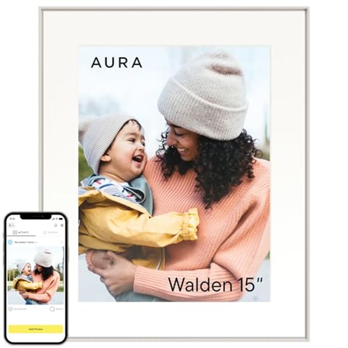 AURA Walden 15" Wifi Digital Picture Frame | Wirecutter'S Best Digital Frame For Gifting | Send Photos From Your Phone | Quick, Easy Setup In Aura App | Free Unlimited Storage | White Clay - Image 4