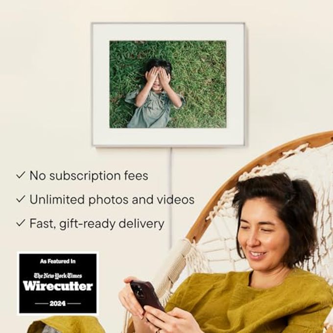 AURA Walden 15" Wifi Digital Picture Frame | Wirecutter'S Best Digital Frame For Gifting | Send Photos From Your Phone | Quick, Easy Setup In Aura App | Free Unlimited Storage | White Clay - Image 3