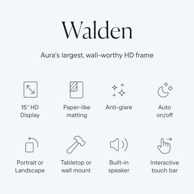 AURA Walden 15" Wifi Digital Picture Frame | Wirecutter'S Best Digital Frame For Gifting | Send Photos From Your Phone | Quick, Easy Setup In Aura App | Free Unlimited Storage | White Clay - Image 2