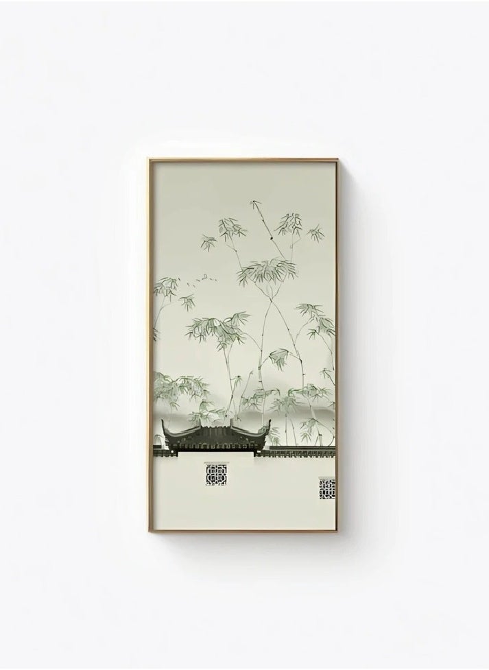 Neo Front Textured Silk Art in Grey Gold Solid Wood Frame - 70x140 cm LTK-22030055  - Image 1