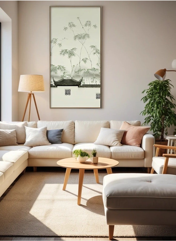 Neo Front Textured Silk Art in Grey Gold Solid Wood Frame - 70x140 cm LTK-22030055  - Image 4