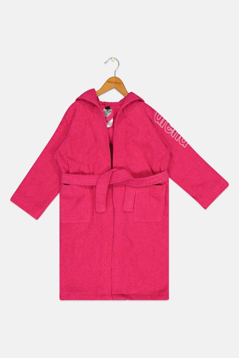 arena Toddlers Girl Textured Belted Bath Robes, Pink - Image 1