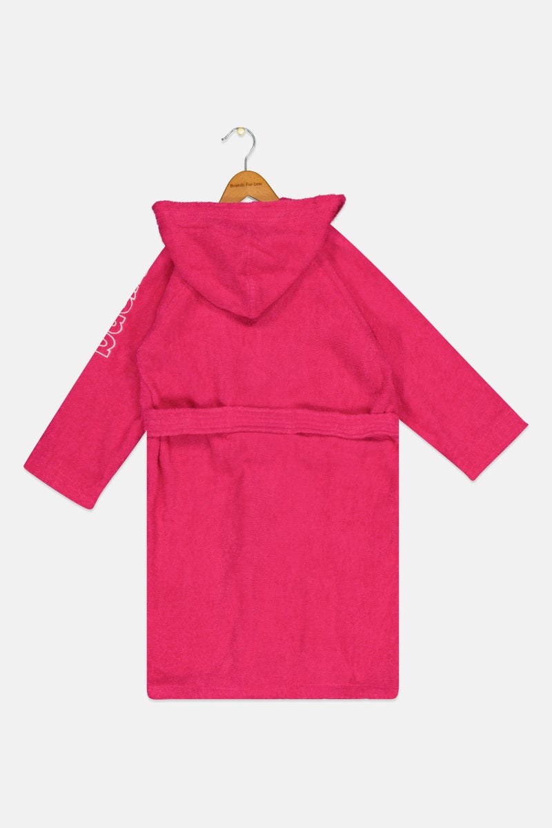 arena Toddlers Girl Textured Belted Bath Robes, Pink - Image 2