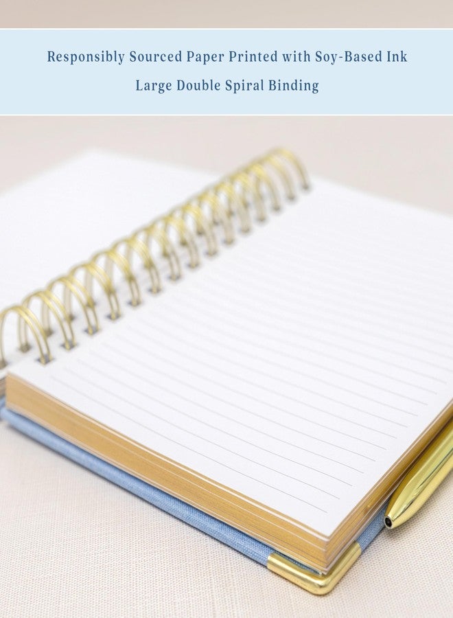 ELYN Lined Spiral Journal, Linen Hardcover Notebook with Matching Gold Gel Pen, 252 Pages, 8 in x 5 in - 100 GSM Premium Paper, Spiral Notebook for Home, Office, Notes & Gifts, (Linen) - Image 4