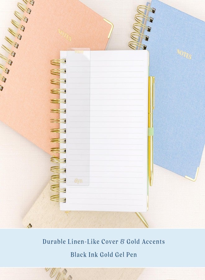 ELYN Lined Spiral Journal, Linen Hardcover Notebook with Matching Gold Gel Pen, 252 Pages, 8 in x 5 in - 100 GSM Premium Paper, Spiral Notebook for Home, Office, Notes & Gifts, (Linen) - Image 3