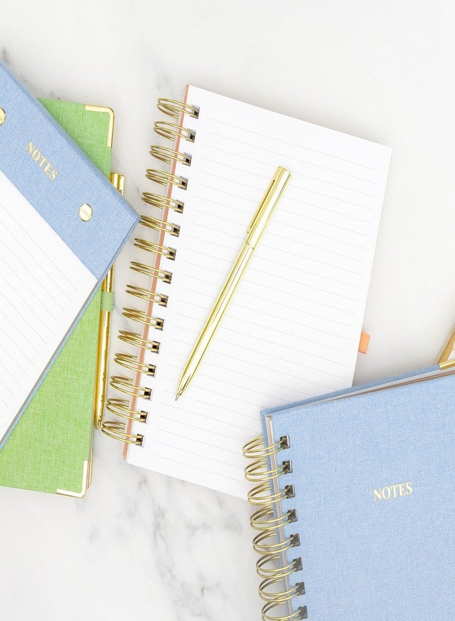 ELYN Lined Spiral Journal, Linen Hardcover Notebook with Matching Gold Gel Pen, 252 Pages, 8 in x 5 in - 100 GSM Premium Paper, Spiral Notebook for Home, Office, Notes & Gifts, (Linen) - Image 5