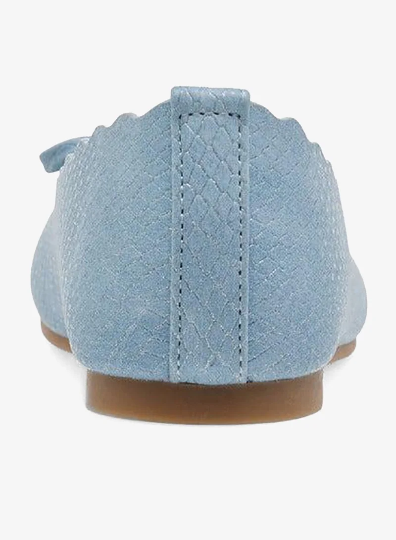 Little Missy BLUE Girls Bow Accent Slip-On Ballerina Shoes with Scallop Detail for Women | Best Price UAE