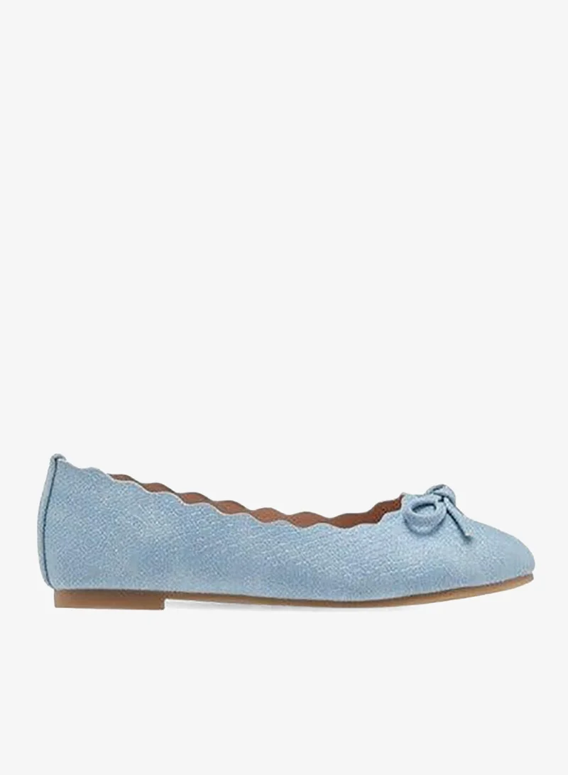 Little Missy BLUE Girls Bow Accent Slip-On Ballerina Shoes with Scallop Detail for Women | Best Price UAE