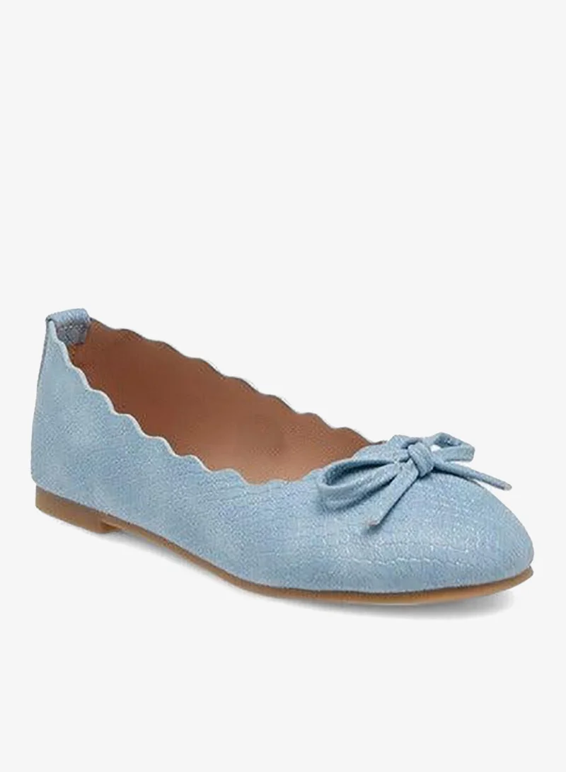 Little Missy BLUE Girls Bow Accent Slip-On Ballerina Shoes with Scallop Detail for Women | Best Price UAE