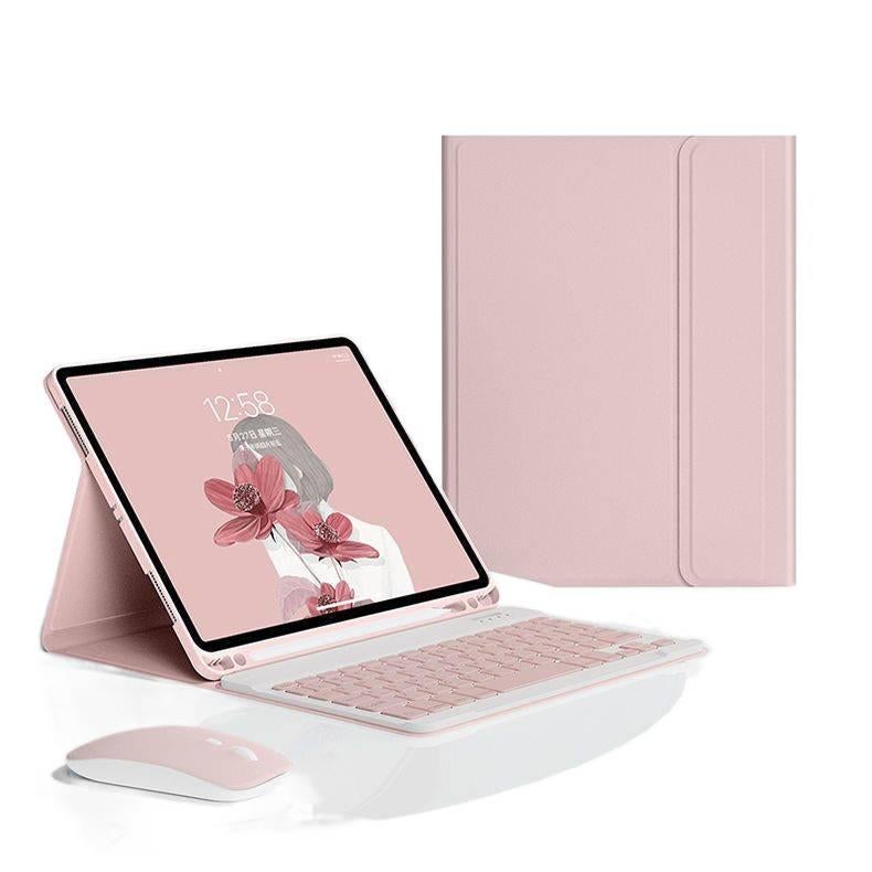 AD حافظة سامسونج تاب بلوحة مفاتيح متوافقة مع Samsung Galaxy Tab A9 Plus / Samsung Galaxy Tab A9 باللون وردي مع غطاء حماية ووظيفة حامل وحمل يومي للتابلت بوظيفة حامل باللون الوردي Sams. - Image 1