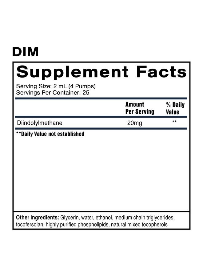 Quicksilver Scientific Nanoemulsified DIM - Liposomal DIM Supplement to Support Healthy Hormone Balance for Women & Men - Soy-Free Detox & Immune Support (1.7oz / 50ml) - Image 1