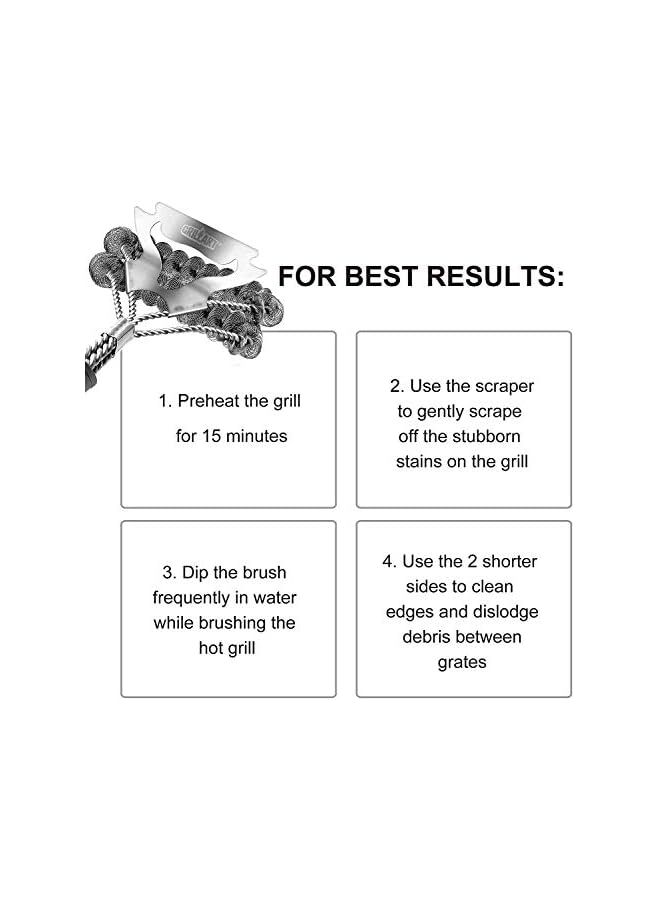 PROMASS Grill Brush for Outdoor Grill Bristle Free - Safe BBQ Grill Cleaner Brush - 17" BBQ Brush for Grill Cleaning Kit -Stainless Grill Cleaning Brush BBQ Grill Accessories Tools- Gifts for Men Dad - Image 4