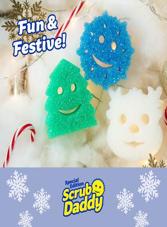 Scrub Daddy Sponge Set - Winter Shapes - Non Scratch Scrubbers for Dishes and Home, Odor Resistant, Temperature Controlled, Soft in Warm Water, Firm in Cold, Deep Cleaning, Dishwasher Safe, 3ct - Image 2