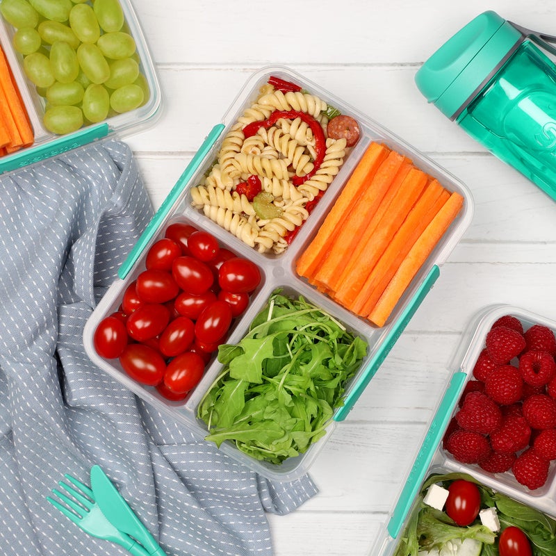 sistema حاوية تخزين الطعام سيسيما 1007708 تو غو كواد سبلت شفافة مع مشابك ملونة 1.7 لتر - Image 4