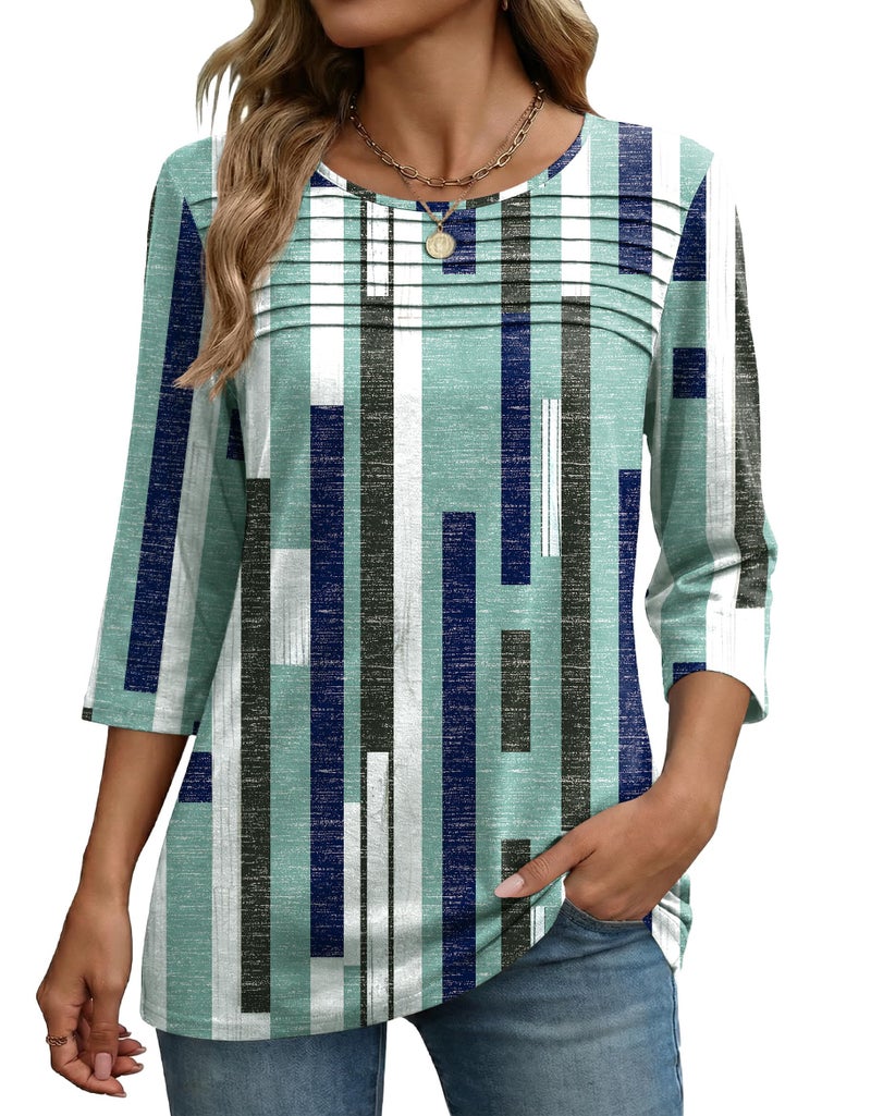 Zeagoo Shirts for Women 3/4 Length Sleeve Going Out Tops Trendy Fashion Spring Summer Blouses Dressy Casual Plus Size Tshirts - Image 1