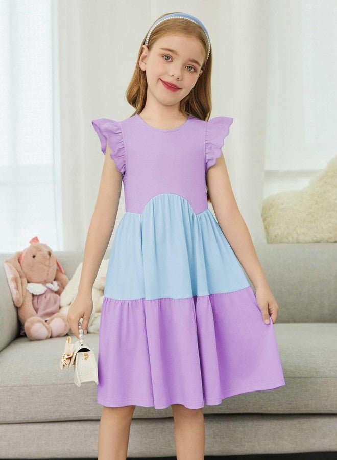 Arshiner فستان أرشينر للأطفال الصغار للفتيات صيفي بدون ظهر على شكل حرف A فستان قطن أزرق لحفلة عيد الميلاد للفئة العمرية 2-3 سنوات - Image 3