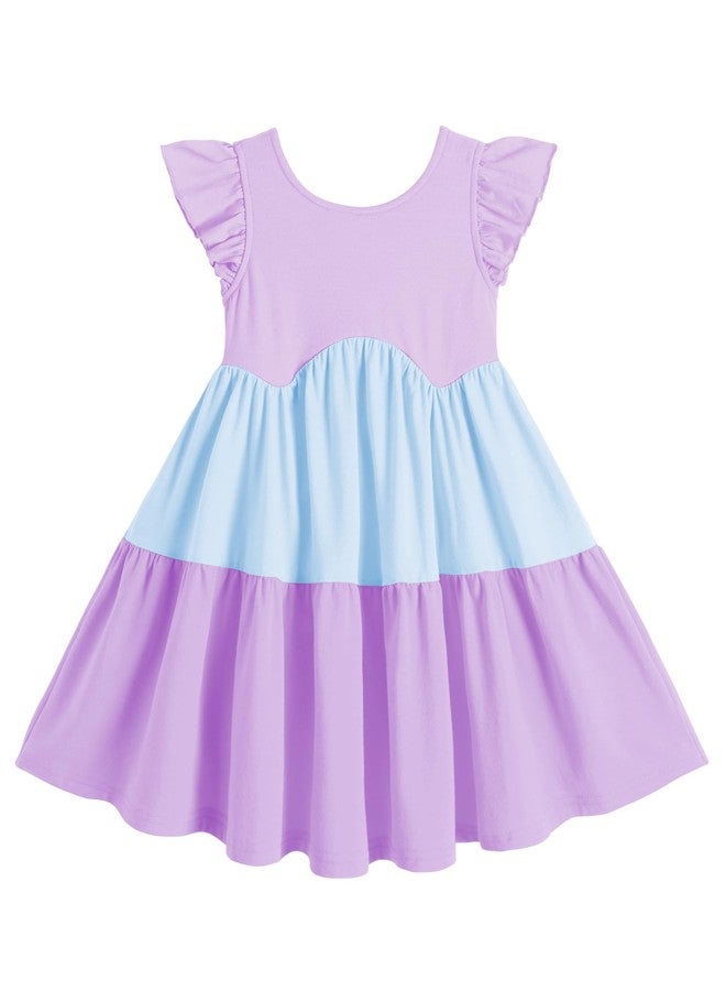 Arshiner فستان أرشينر للأطفال الصغار للفتيات صيفي بدون ظهر على شكل حرف A فستان قطن أزرق لحفلة عيد الميلاد للفئة العمرية 2-3 سنوات - Image 1