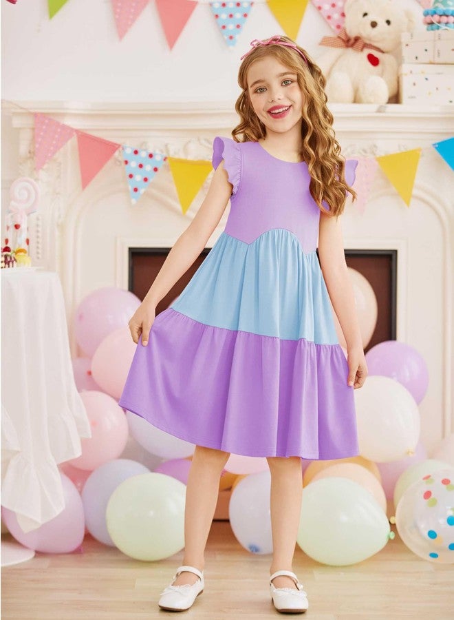 Arshiner فستان أرشينر للأطفال الصغار للفتيات صيفي بدون ظهر على شكل حرف A فستان قطن أزرق لحفلة عيد الميلاد للفئة العمرية 2-3 سنوات - Image 5