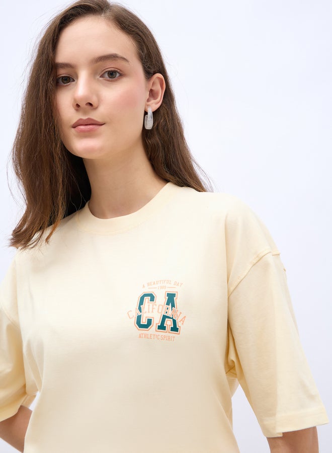 Styli Styli Slogan Print Crew Neck Oversized T-Shirt - Image 4