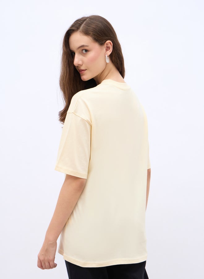 Styli Slogan Print Crew Neck Oversized T-Shirt - Image 5