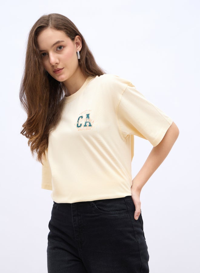 Styli Slogan Print Crew Neck Oversized T-Shirt - Image 3