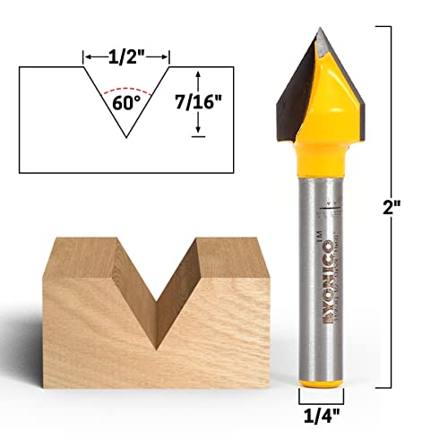 YONICO Router Bits V Groove 60 Degree X 1/2-Inch Diameter 1/4-Inch Shank 14993q - Image 2
