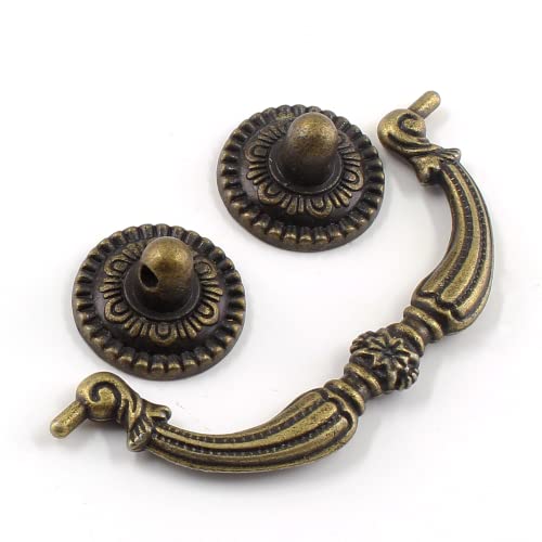 Moicstiy 4Pcs 2.5 Inch Hole Center Vintage Drop Bail Drawer Pull Handles, Antique Bronze Cabinet Pulls with Screws for Furniture, Kitchen, Wardrobe, Cupboard - Image 4