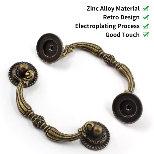 Moicstiy 4Pcs 2.5 Inch Hole Center Vintage Drop Bail Drawer Pull Handles, Antique Bronze Cabinet Pulls with Screws for Furniture, Kitchen, Wardrobe, Cupboard - Image 3