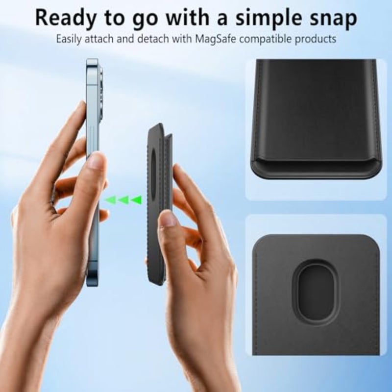 محفظة مغناطيسية لهاتف iPhone 16/15/14/13/12 Pro/Max/Plus/Mini، محفظة هاتف جلدية، حامل بطاقة RFID مع مغناطيس أسود - Image 2