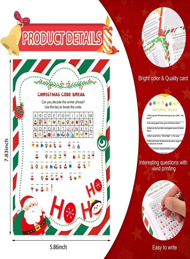 LOAVER 54 Pcs Christmas Trivia Party Game Cards,Christmas Code Break Trivia Scramble Game Cards Set Guessing Activity for Xmas Vacation Party Game Supplies Coworkers Holiday Activity - Image 3