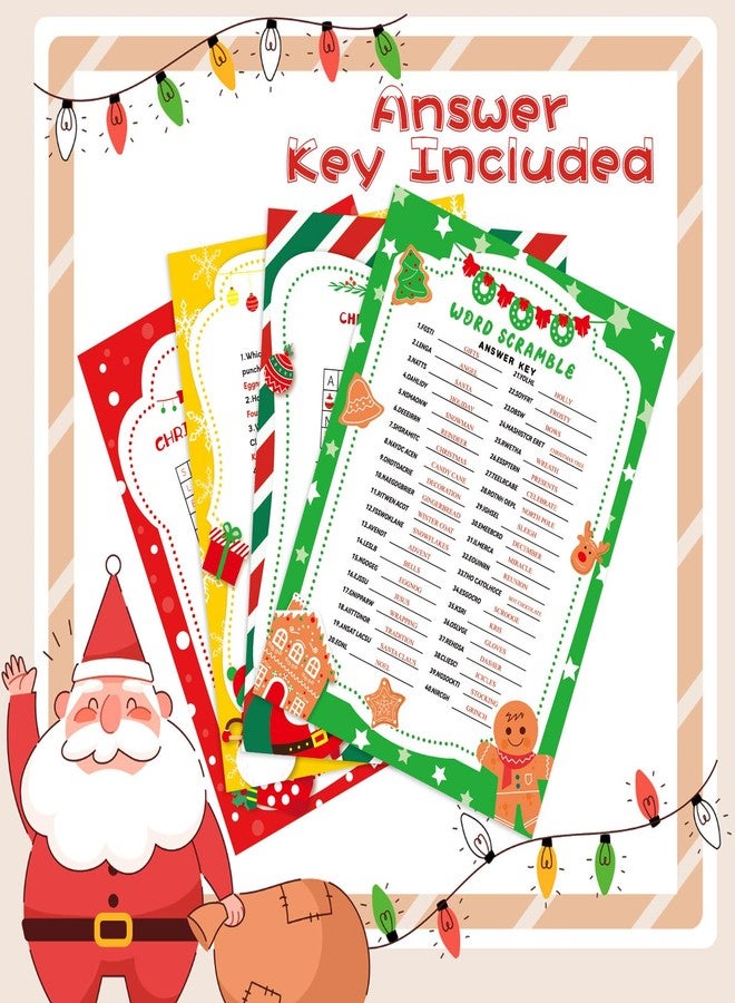 LOAVER 54 Pcs Christmas Trivia Party Game Cards,Christmas Code Break Trivia Scramble Game Cards Set Guessing Activity for Xmas Vacation Party Game Supplies Coworkers Holiday Activity - Image 4