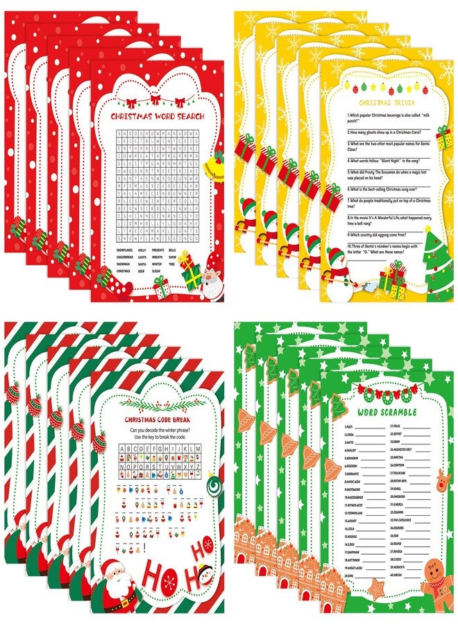 LOAVER 54 Pcs Christmas Trivia Party Game Cards,Christmas Code Break Trivia Scramble Game Cards Set Guessing Activity for Xmas Vacation Party Game Supplies Coworkers Holiday Activity - Image 1