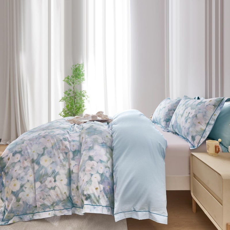 OAITE Duvet Cover Set Queen Size Oil Painting Pattern Ultra Soft 100% Cotton Duvet Cover Sets 3-PC, Breathable Duvet Cover with Zipper Closure & Corner Ties - Image 5