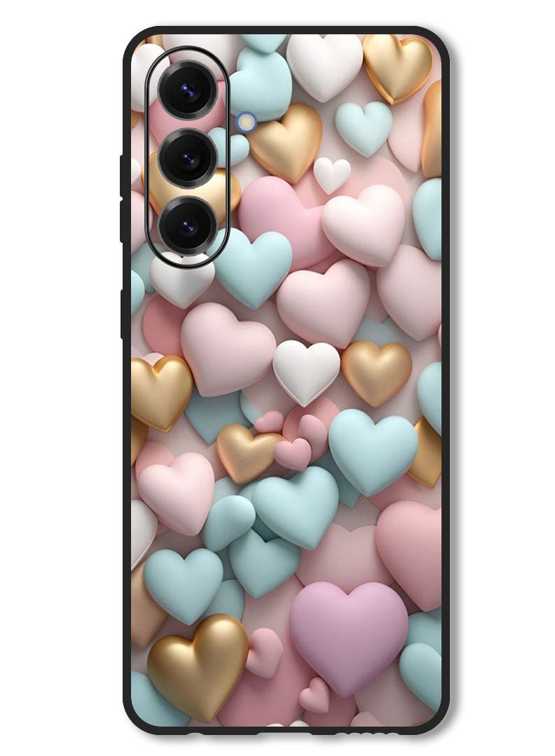 Theodor Case Compatible with Samsung Galaxy F56 6.74 Inch Protection Shockproof Bumper Cover Colourful Hearts - Image 1